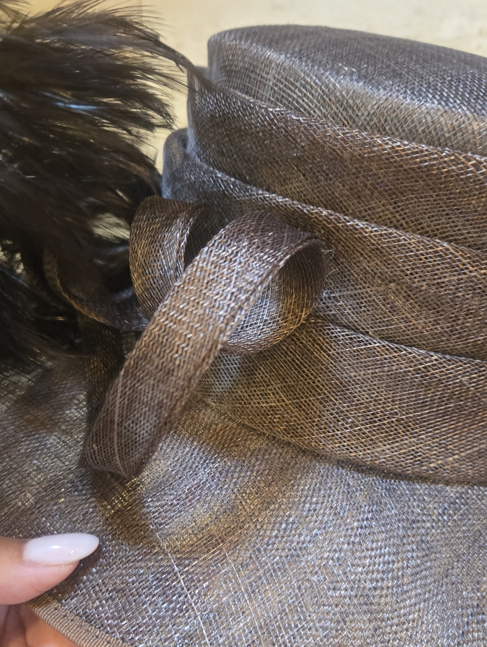 Nigel Rayment Milliner Brown Feather Accent Derby Hat - Picture 5 of 12